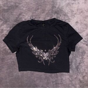 Rhinestone crop top ￼